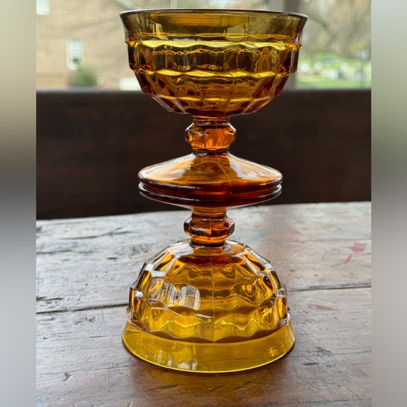 Indiana Glass Co. Other - 2 Vintage Indiana Amber Glass Whitehall Cubist Footed Sherbet Dish Dessert Bowls